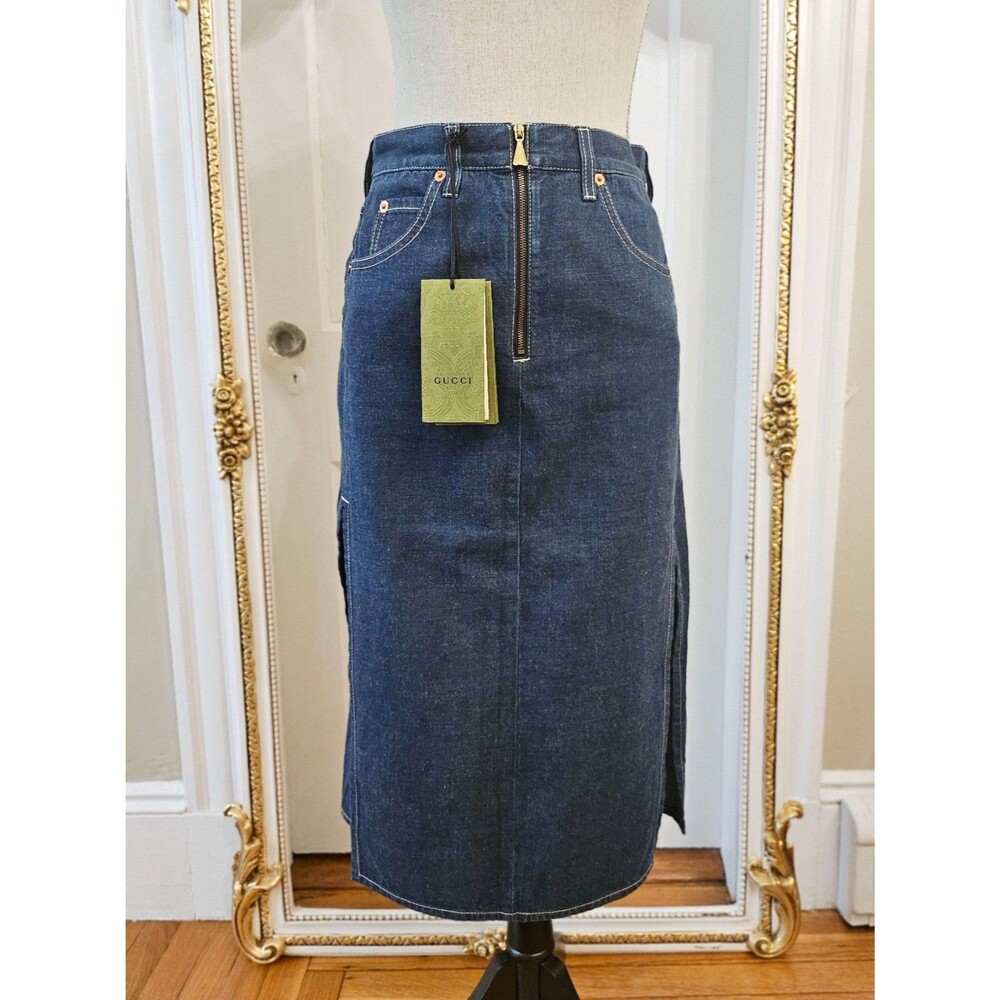 GUCCI Denim Midi Skirt, IT 36 (fits XXS to S), NWT - Picture 5 of 16